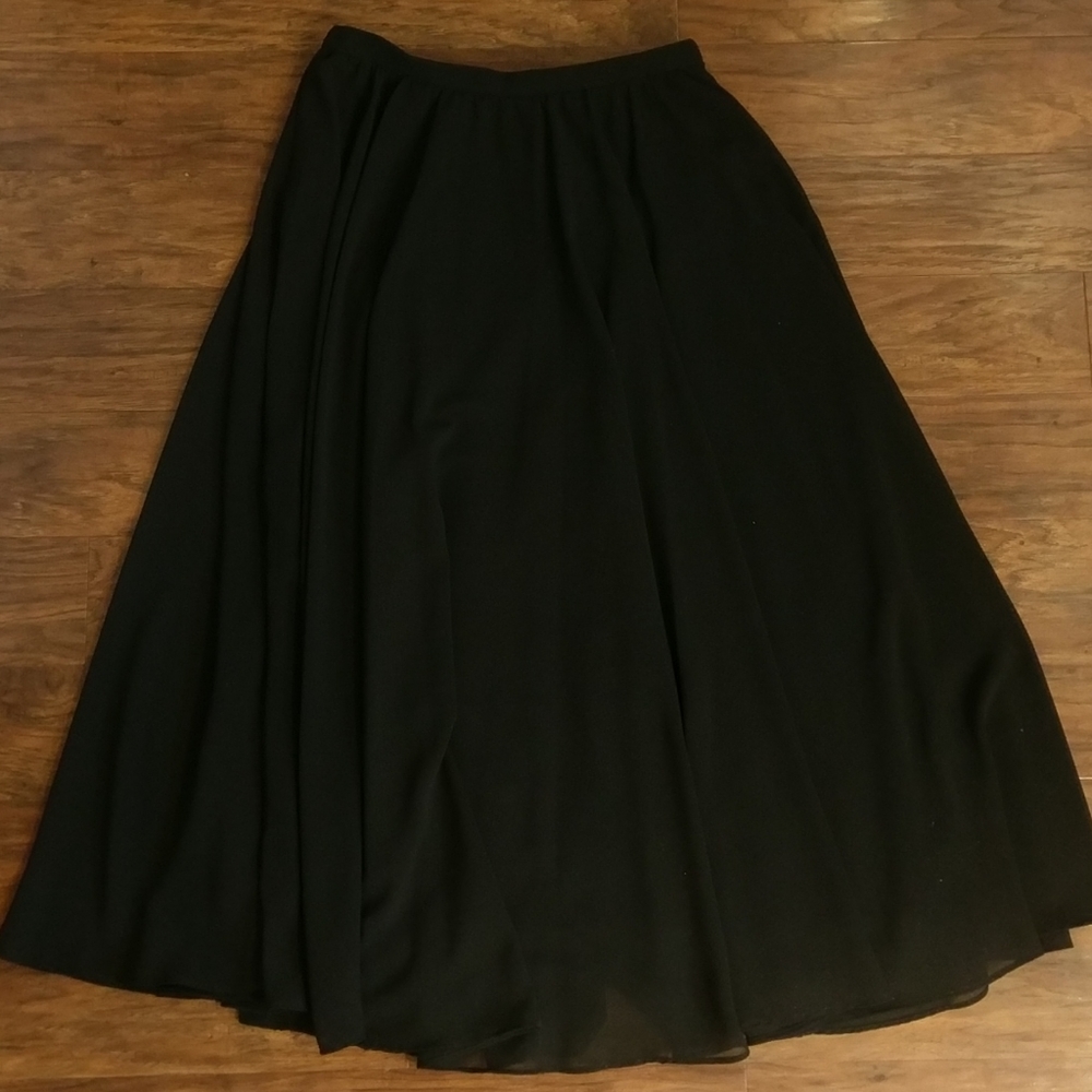 Long Black Full Maxi Choir Skirt Sz Large